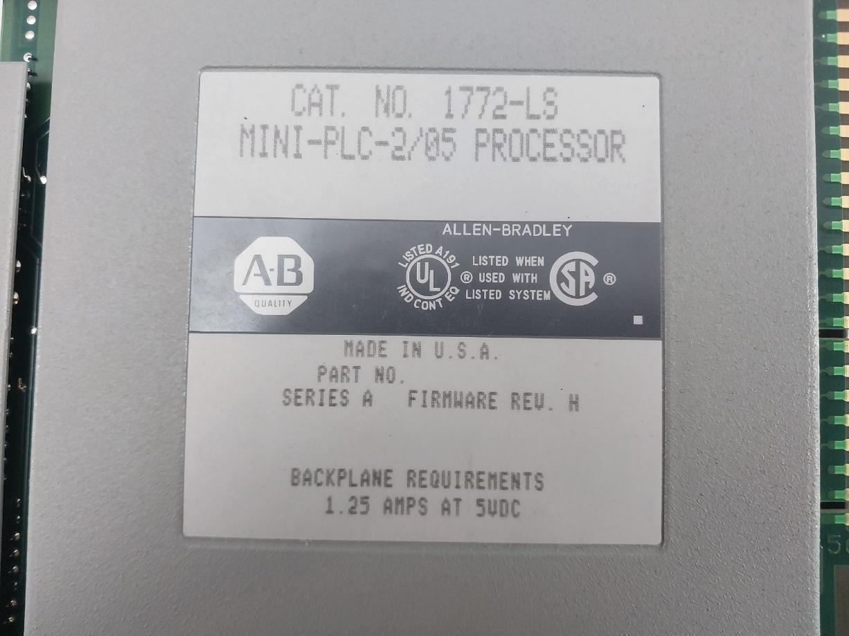 Allen-bradley 1772-ls Processor Module Mini-plc-2/05 1.25 Amps At 5Vdc