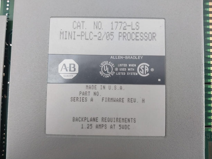 Allen-bradley 1772-ls Processor Module Mini-plc-2/05 1.25 Amps At 5Vdc