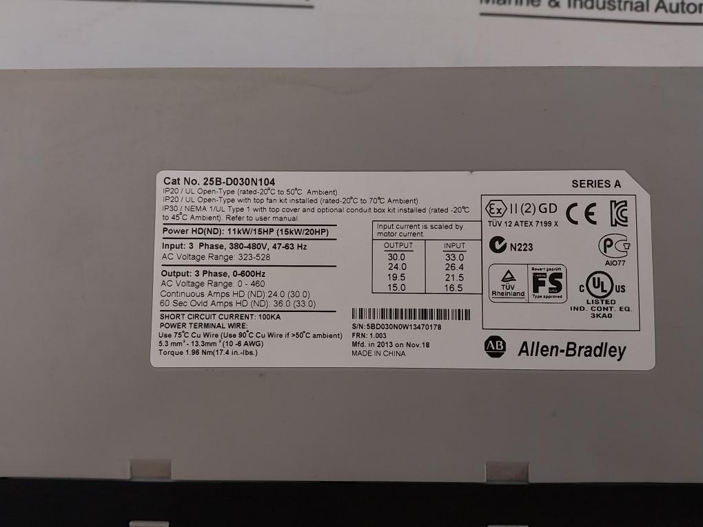 Allen-Bradley 25BD030N104 PowerFlex 525 15kW AC Drive