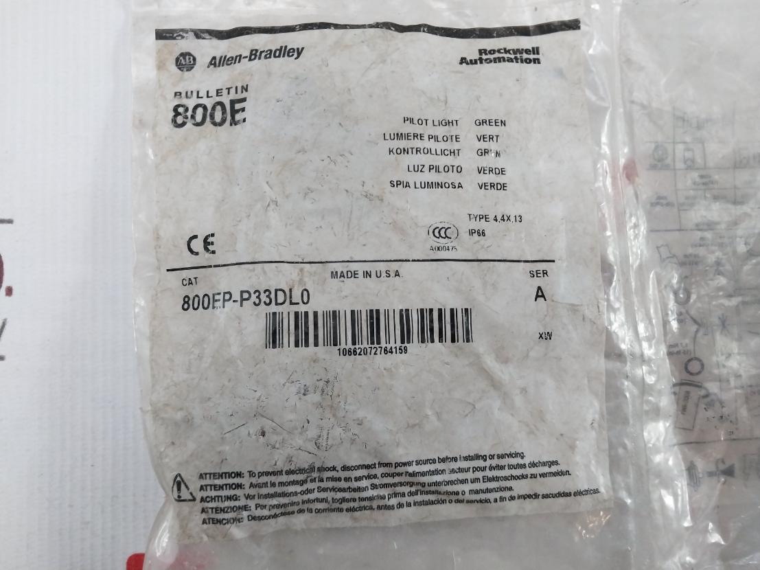 Allen-bradley 800Ep-p33Dl0 Green Pilot Light Ip66