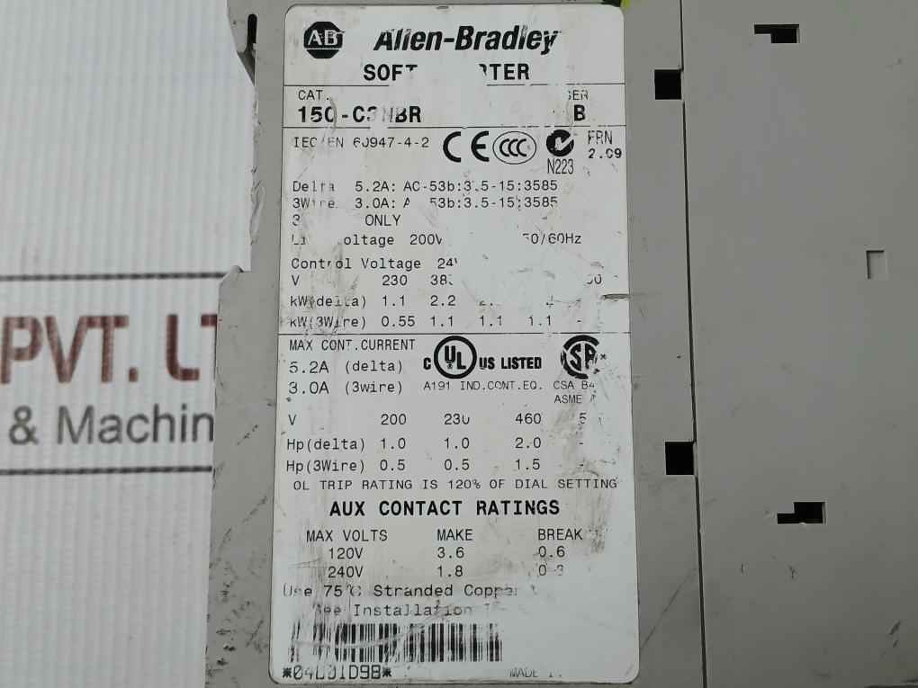Allen Bradley 150-c3Nbr Smart Motor Controller 200V-480V/50-60Hz