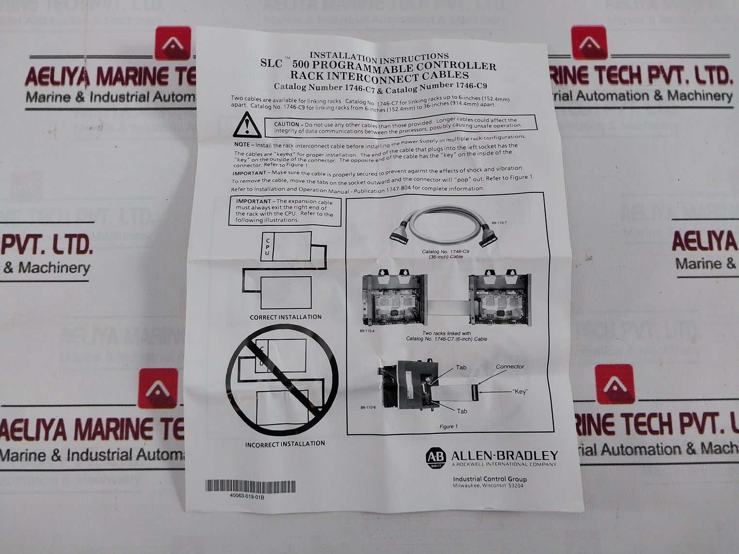 Allen Bradley 1746-c7 Rack Interconnect Cable 15Cm 1580191-021