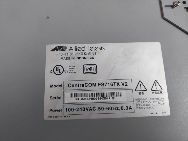 Allied Telesis Centrecom Fs716Tx V2 Fast Ethernet Switch 10Base-t/100Base-tx