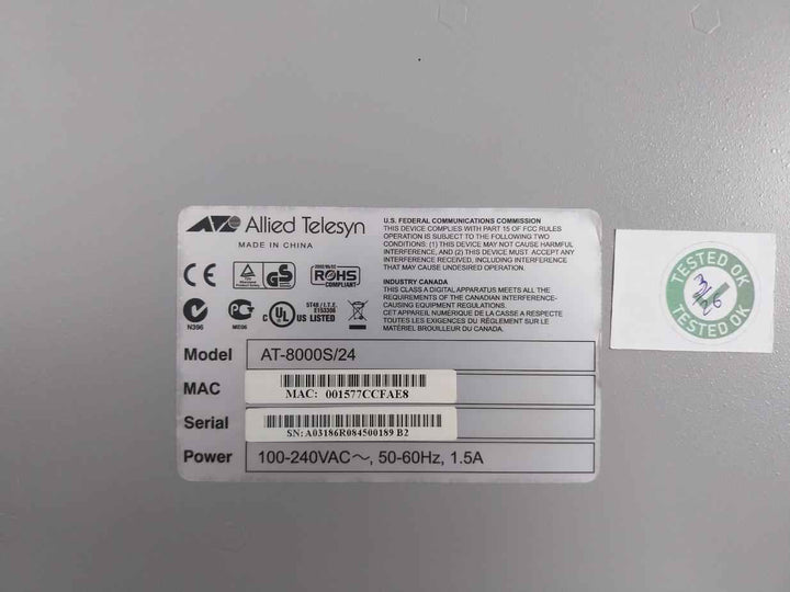 Allied Telesis Stackable Fast Ethernet Edge Switch At-8000S/24