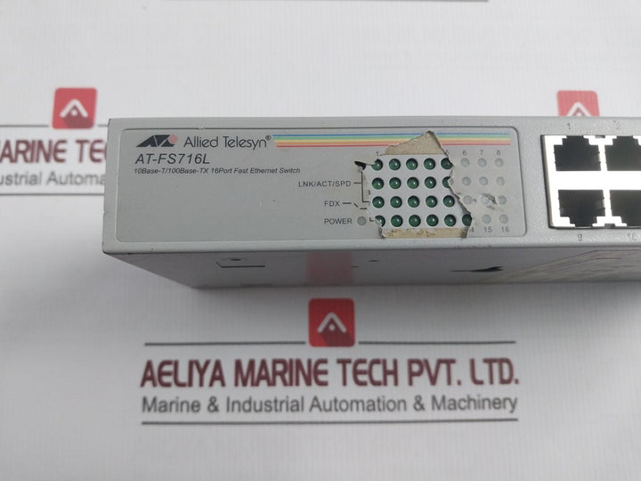 Allied Telesyn At-fs716L 16 Port Fast Ethernet Switch 100-240Vac 50/60Hz 0.4A