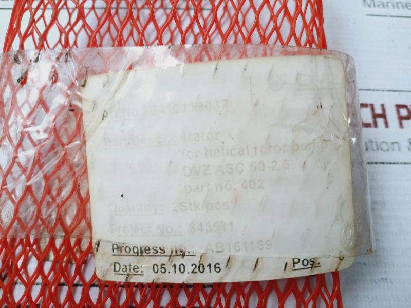 Allweiler 1611428 Stator For Helical Rotor Pump, Bd202939