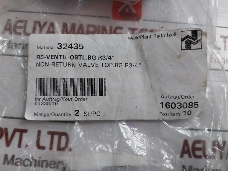 Allweiler 32435 Non-return Valve Set Obtl.bg R3/4”