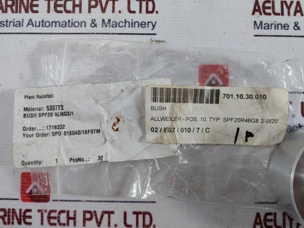 Allweiler 539772 Bush SPF20 ALMGSI1 with Idler Spindle 55312