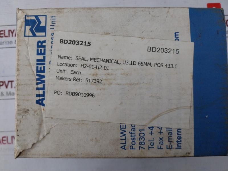 Allweiler Eagleburgmann Mechanical Seal U3.1d 65mm