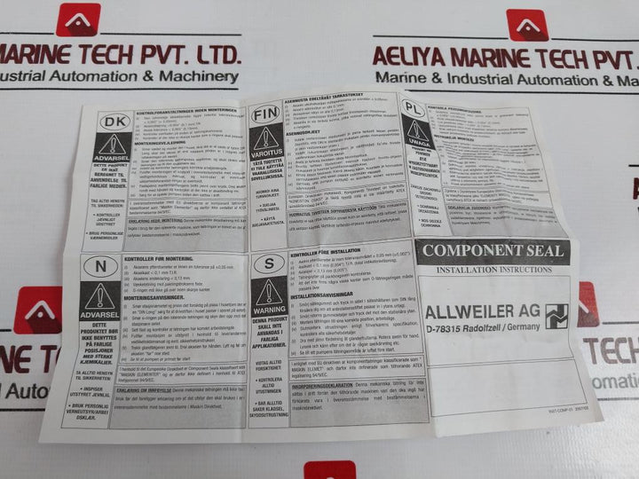 Allweiler N-B02-DDX1-0200 Mechanical Seal, DVZ-ABM2
