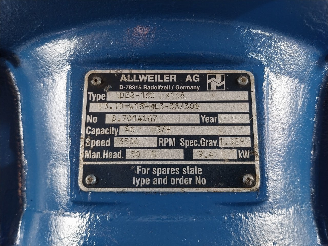 Allweiler Nb32-160 Ø168 Centrifugal Monoblock Pump 3500 Rpm Iec34-1