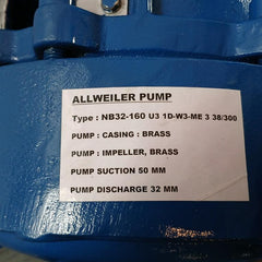 Allweiler Nb32-160 U3.1D-w3-me3-38/300 Ø 151 Centrifugal Monoblock Pump 3500 Rpm