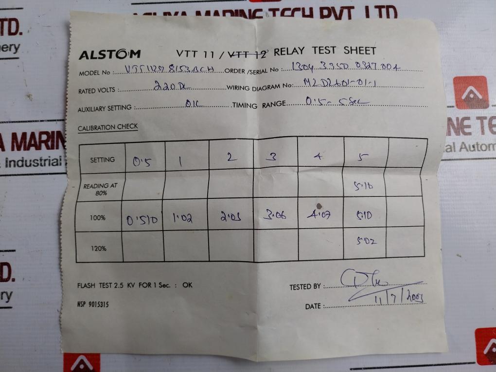 Alstom Vtt11Zg8153Bch Definite Time Relay 220-230V Dc