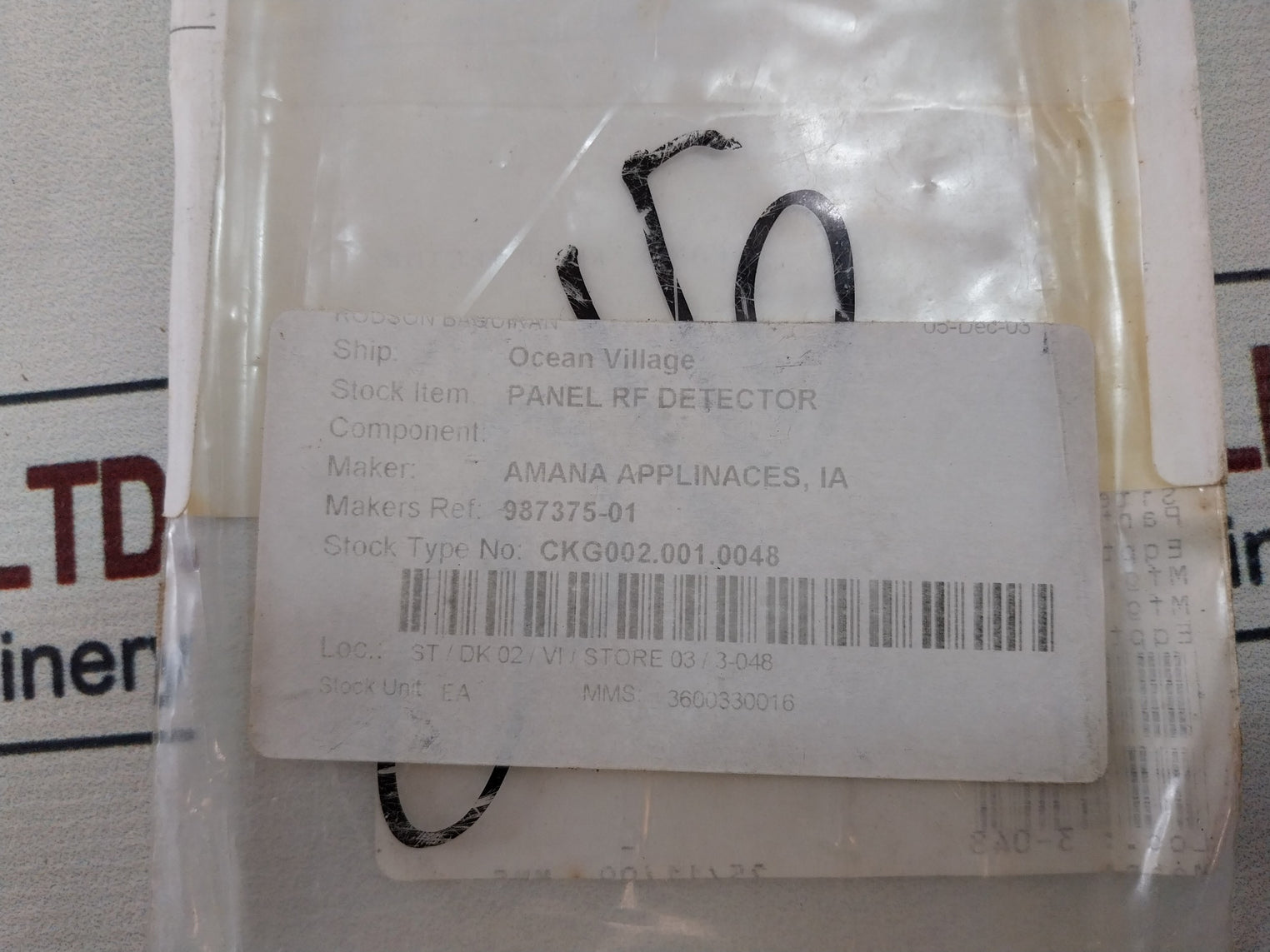 Amana 987375-01 Panel Rf Detector 609209
