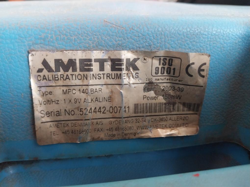 Ametek Mpc 140 Bar Pressure Calibrator Kit