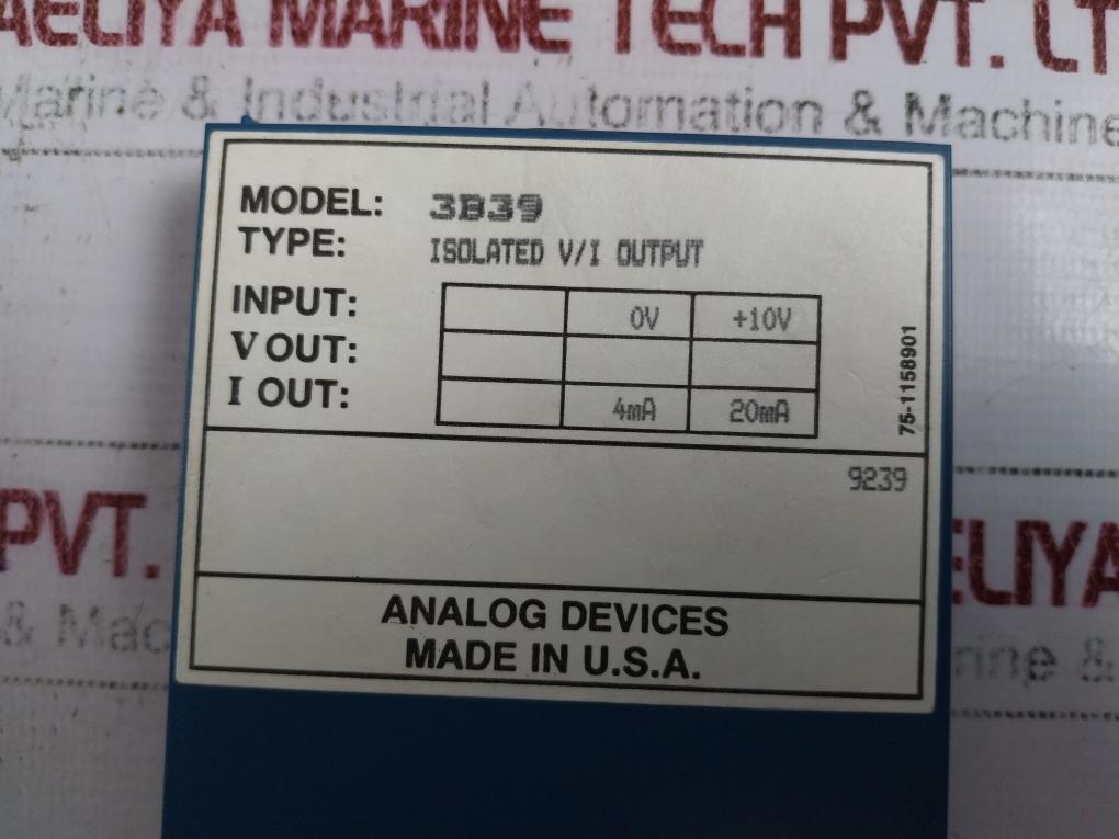 Analog Devices 3B39 Isolated Current Output Module 4Ma - 20Ma 741100-0007