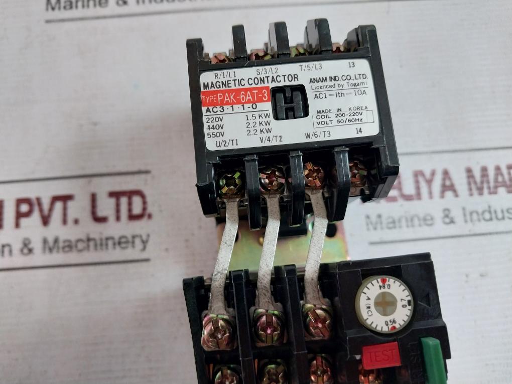 Anam Pak-6At-3 Magnetic Contactor Coil Voltage 200-220V 50/60 Hz 0.7A