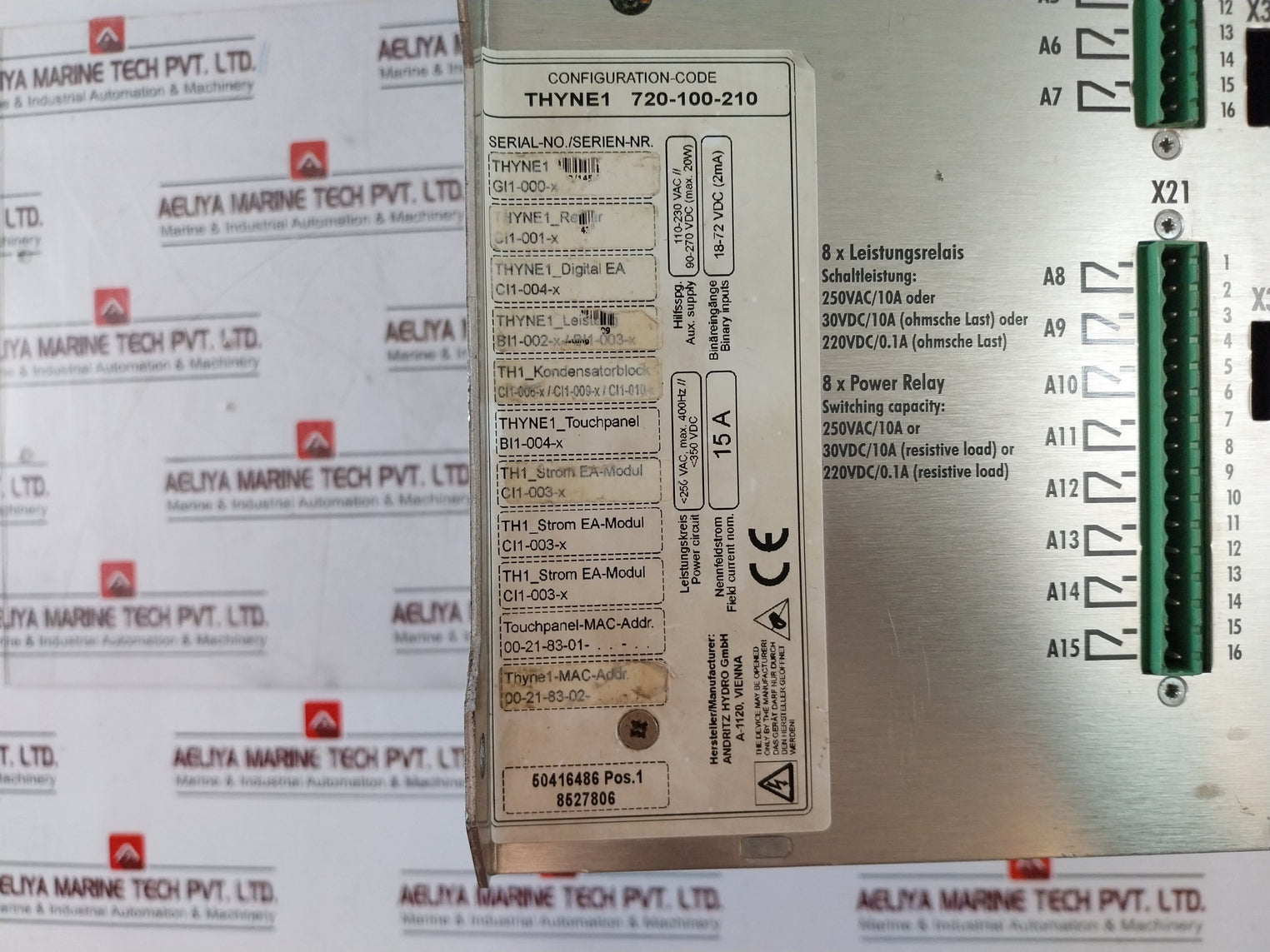 Andritz Hydro Thyne1 720-100-210 Compact Excitation System 15A