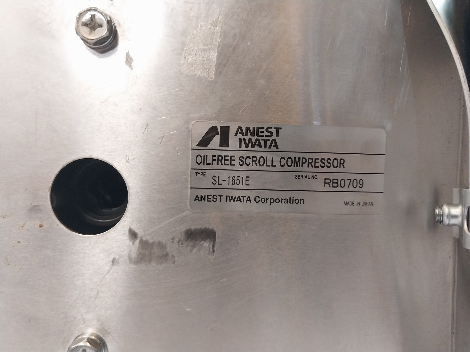 Anest Iwata Sl-1651E Oilfree Scroll Compressor