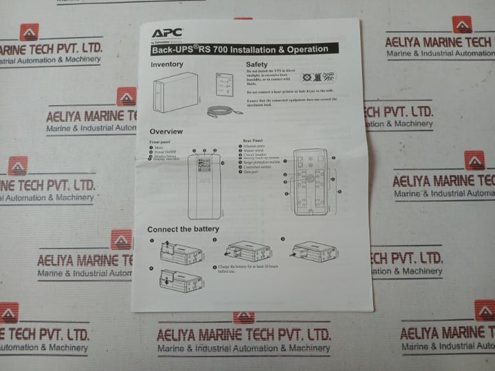 Apc 0L1663A Literature Kit Br700G Back-ups Rs700 D324V 990-7306B