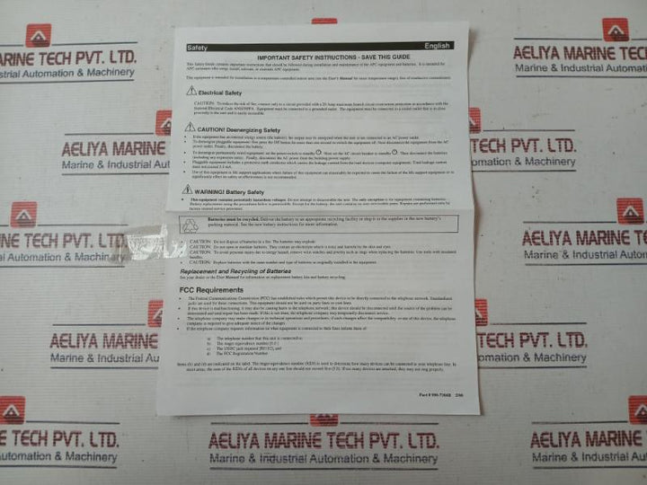 Apc 0L1663A Literature Kit Br700G Back-ups Rs700 D324V 990-7306B