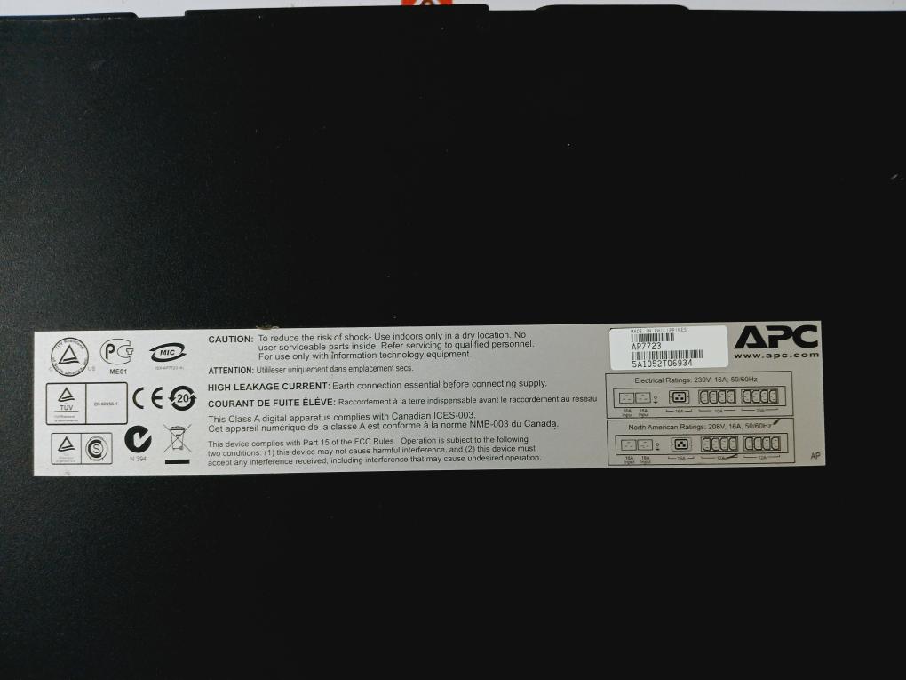 Apc Ap7723 Automatic Transfer Switch 230V 16A 50/60Hz