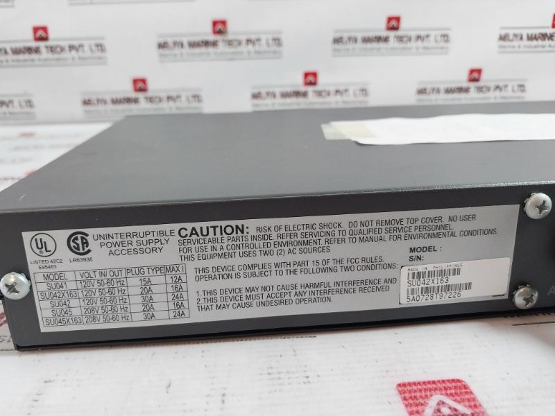 Apc Su042X163 Automatic Transfer Switch 120V 50-60Hz Ats 20A 100/120V 0M-7600A