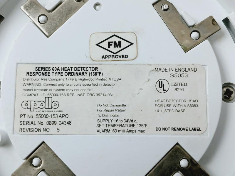 Apollo 55000-153Apo Heat Detector 39214-031 16 To 34Vdc