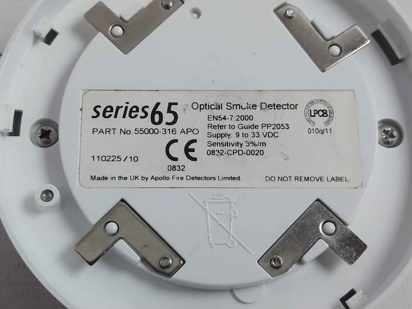 Apollo 55000-316 Apo Optical Smoke Detector 9 To 33 Vdc 45681-200-r