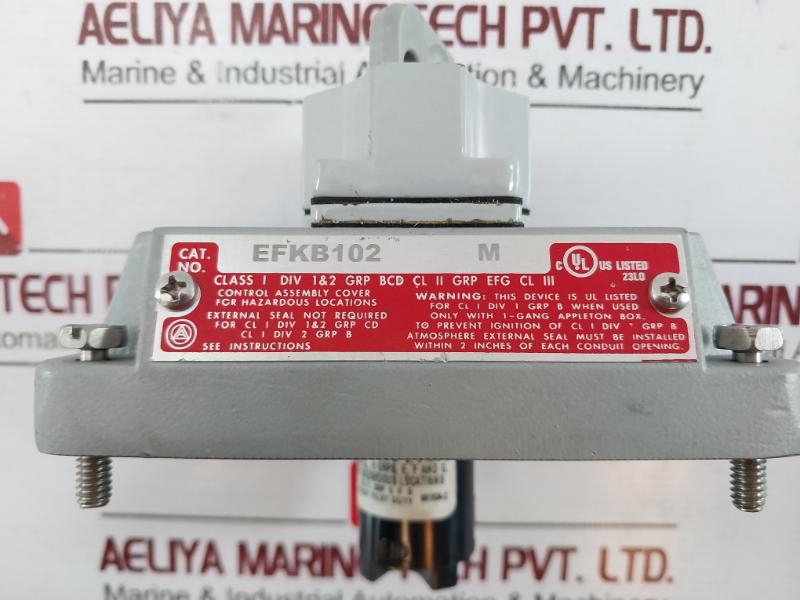 Appleton Efkb102 M Selector Switch Cover Assembly 600 Vac Max 60Hz