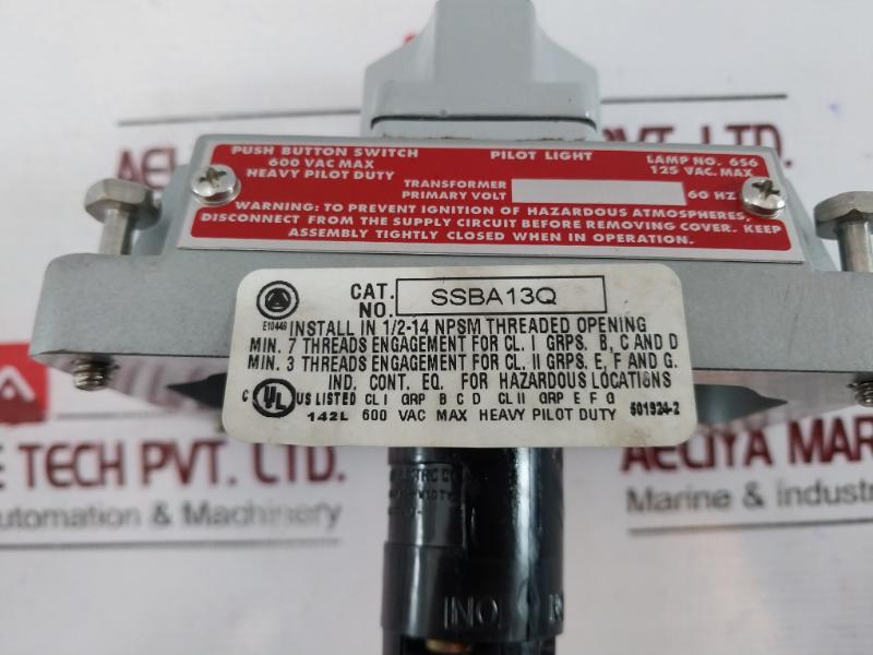 Appleton Efkb102 M Selector Switch Cover Assembly 600 Vac Max 60Hz