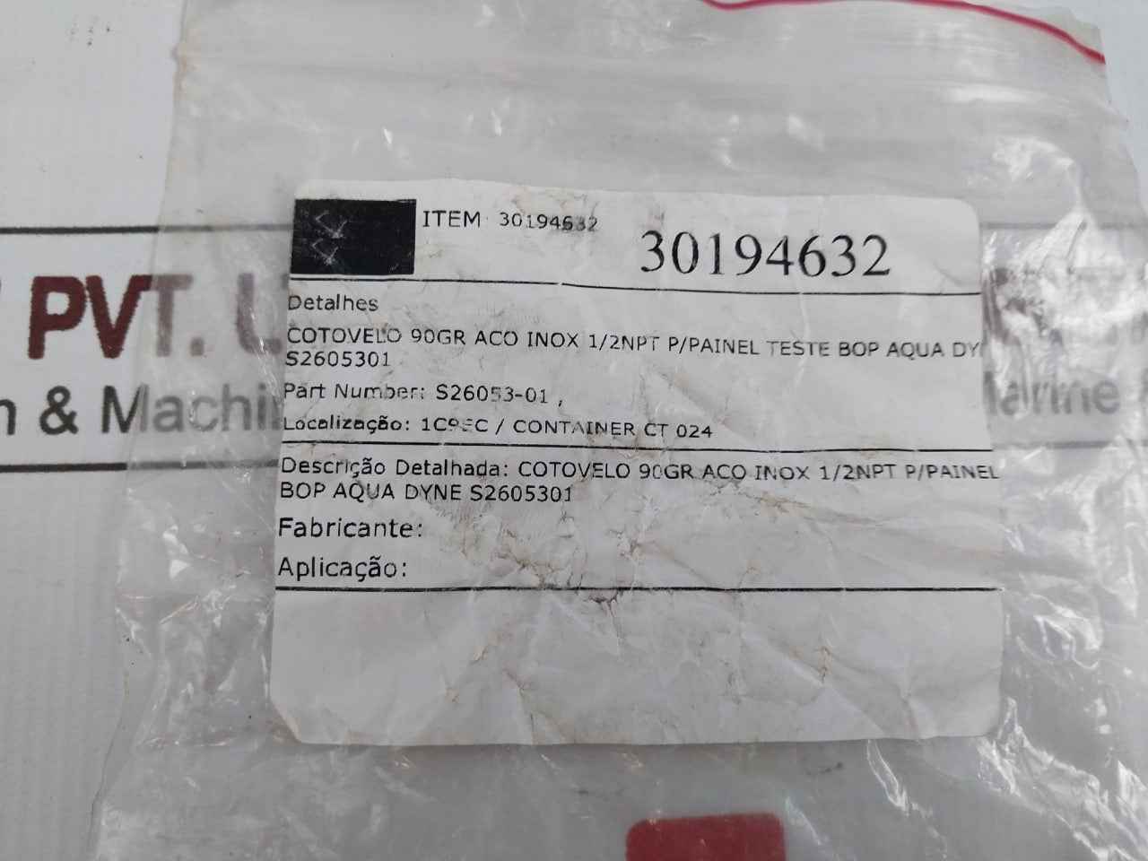 Aqua Dyne S26053-01 Stainless Steel Elbow Cotovelo 90Gr Aco Inox 1/2 Npt