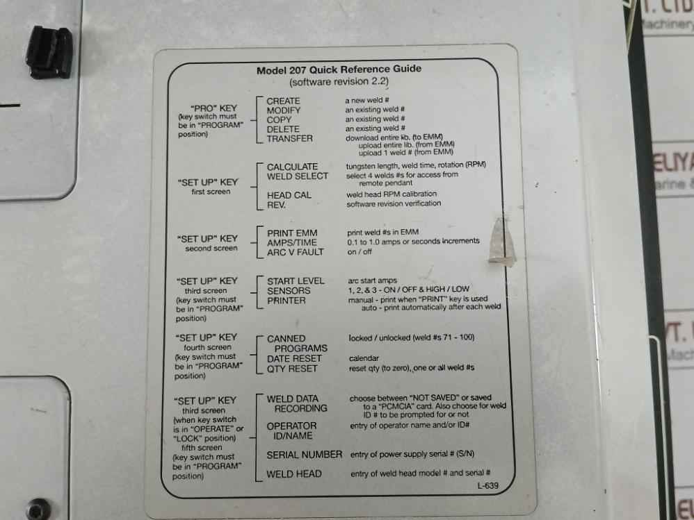 Arc Machines 207a Orbital Welder Power Supply 110v-220v Ac 50/60 Hz 1 Phase