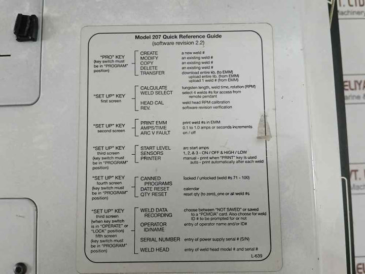 Arc Machines 207a Orbital Welder Power Supply 110v-220v Ac 50/60 Hz 1 Phase