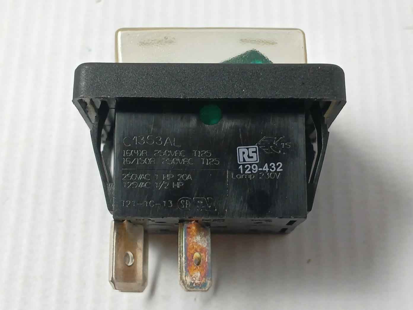 Arcolectric C1353Al Rocker Switch-splashproof Dpst Green T83