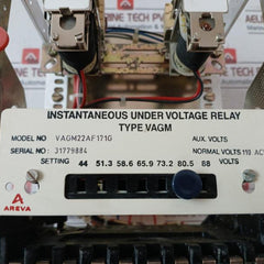 Areva Vagm22Af171G Instantaneous Under Voltage Relay 110V Ac 50Hz Mzg 0072-003A