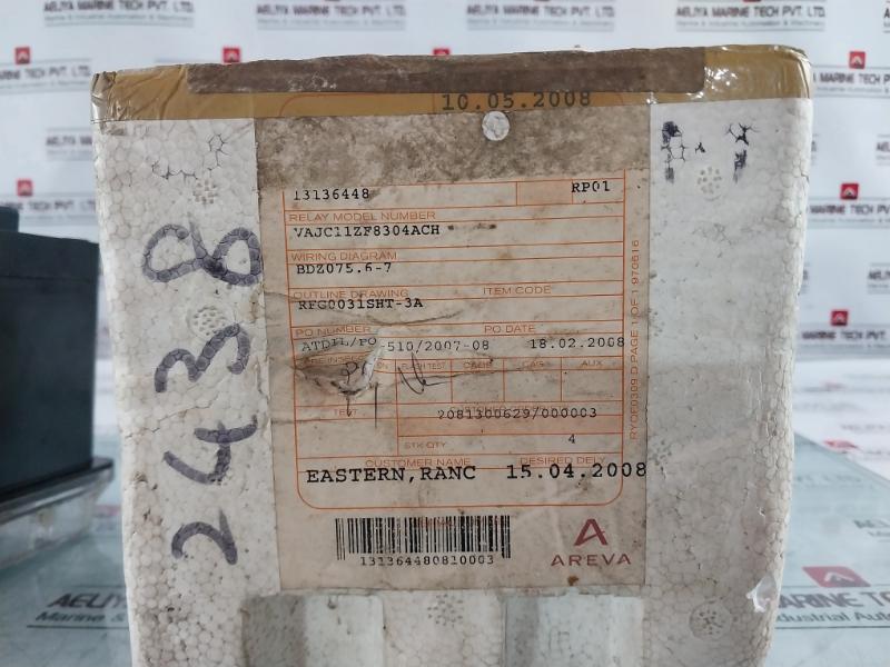 Areva Vajc11Zf8304Ach Control Relay, 220/230V Dc R.I.P. Rza 0005608