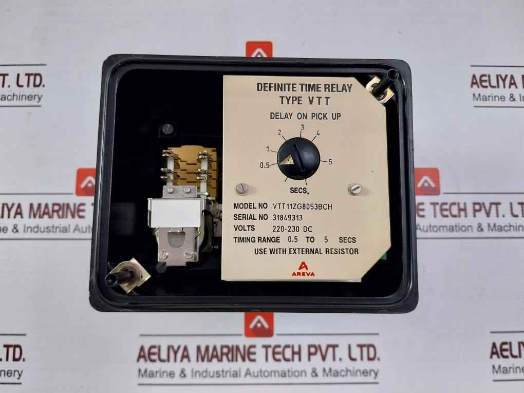 Areva Vtt11Zg8053Bch Definite Time Relay 220-230 Dc 0.5-5 Sec
