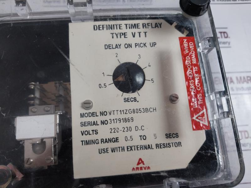 Areva Vtt11Zg8053Bch Definite Time Delay Relay 220-230Vdc 0.5-5 Sec Timing Range