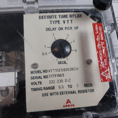 Areva Vtt11Zg8053Bch Definite Time Delay Relay 220-230Vdc 0.5-5 Sec Timing Range