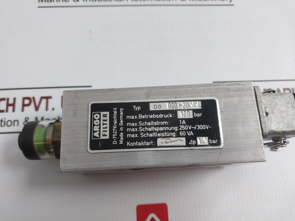 Argo Dg 028-30 Differential Pressure Switch 1.5 Bar 10A 380V 36L 100 Bar 60 Va