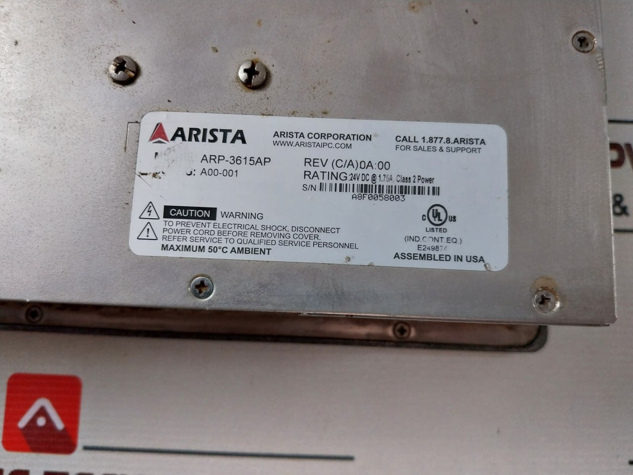 Arista Arp-3615Ap Touch Screen Panel 24V