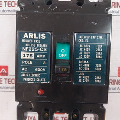 Arlis Electric Nf225-cs Moulded Case No-fuse Breaker 175Amp