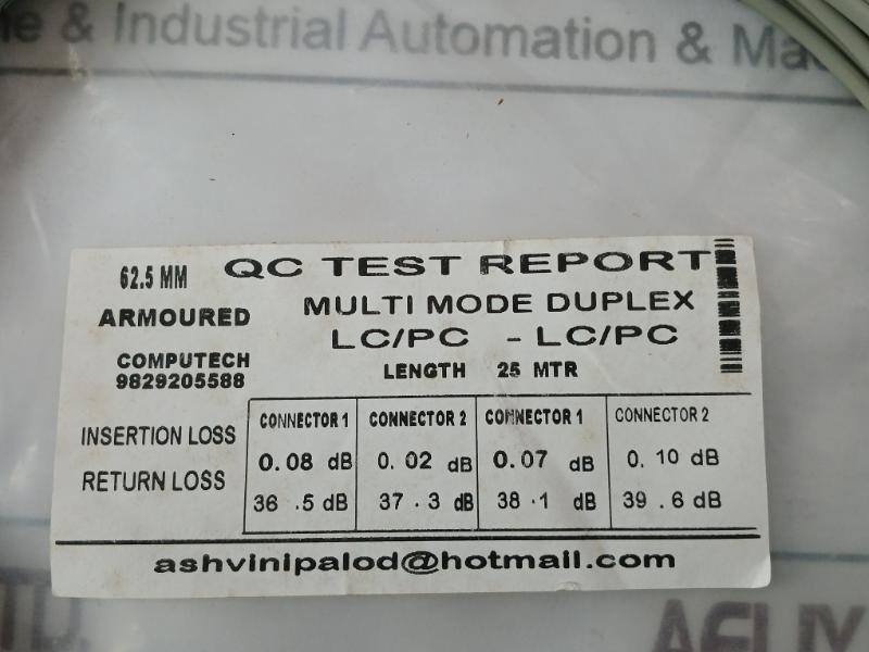 Armored Optical Fiber 62.5/125 Mm-2C 3.0Mm Multi Mode Duplex Lc/Pc-lc/Pc 25M