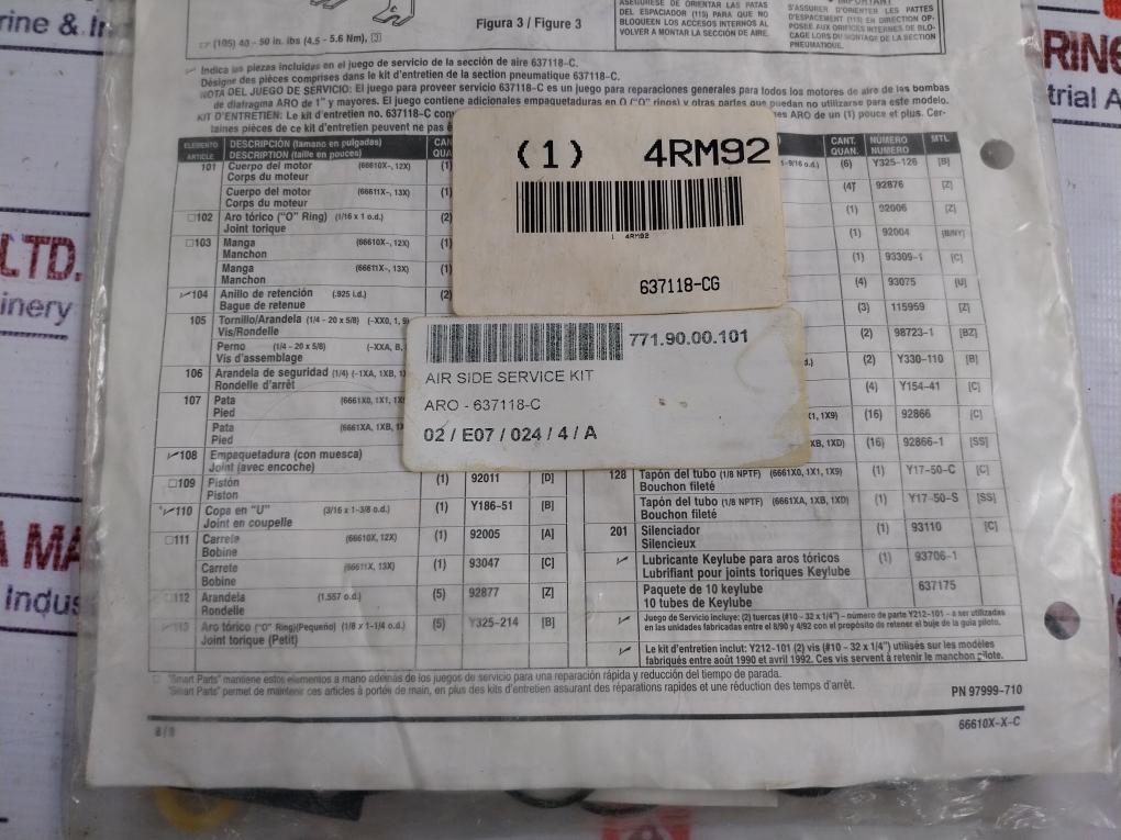 Aro 637118-c Air Side Service Kit 637118-cg/66610x-x-c/771.90.00.101