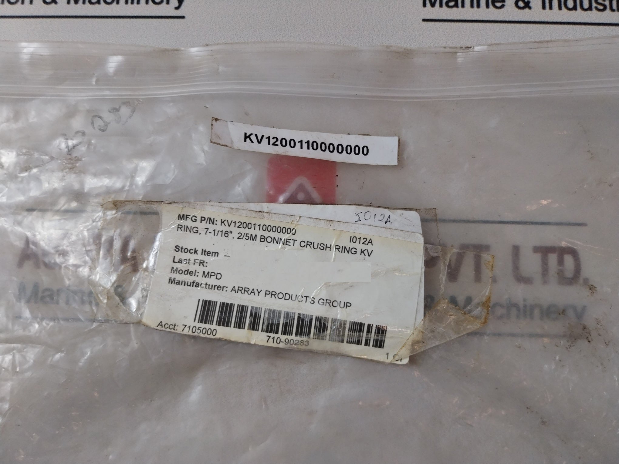 Array Kv1200110000000 Bonnet Crush Ring Kv 7-1/16” 2/5M Mpd