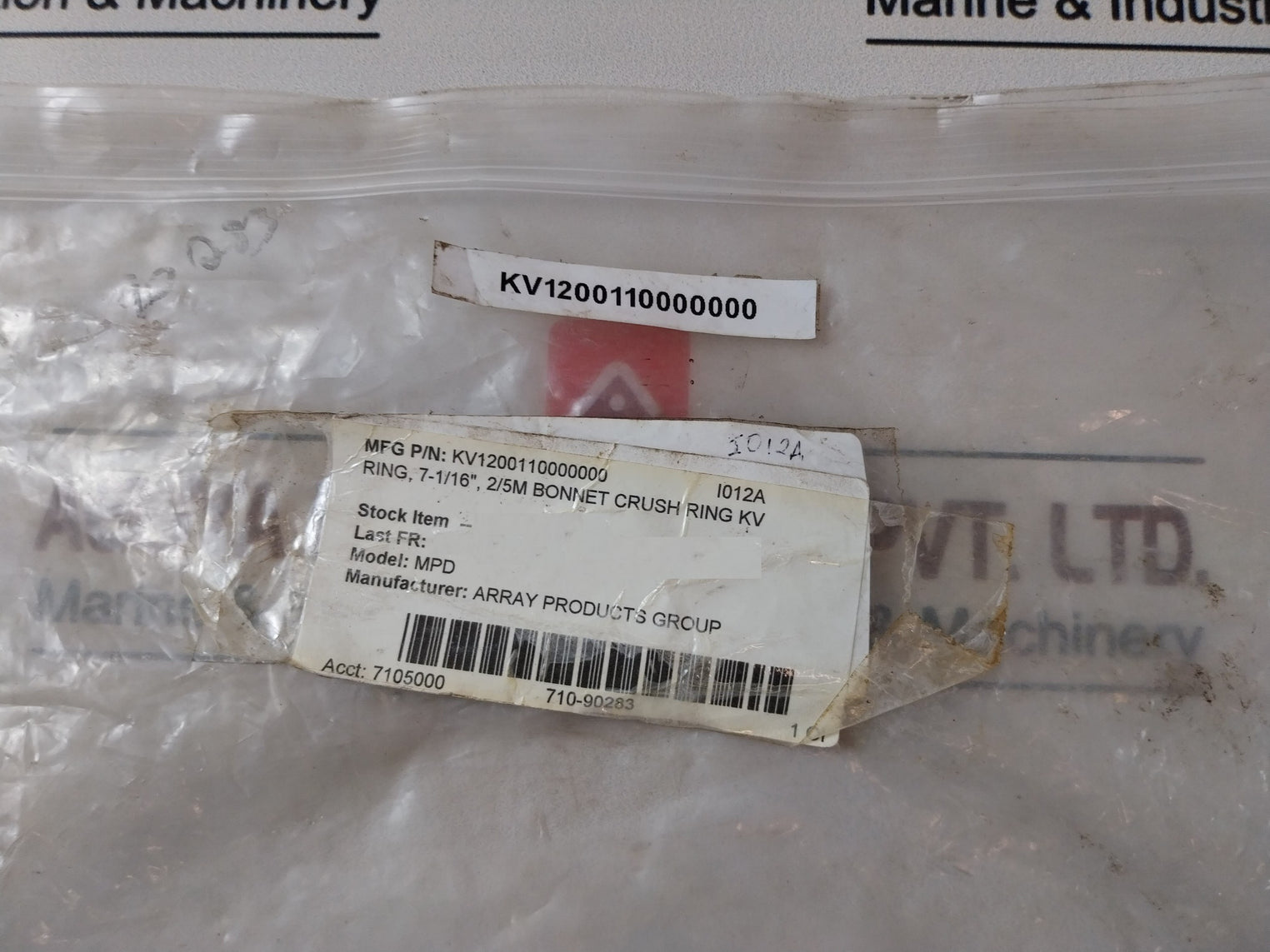 Array Kv1200110000000 Bonnet Crush Ring Kv 7-1/16” 2/5M Mpd