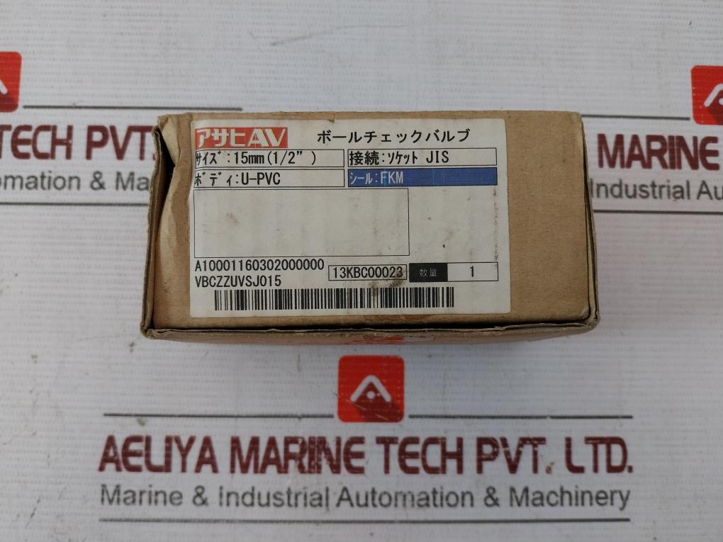 Asahi Av Vbczzuvsj015 Ball Check Valve 15Mm U-pvc Body Fkm Seal 1.0Mpa Socket Ji