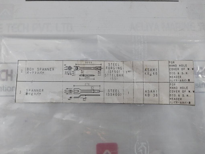 Asahi Box Spanner Water Wall Header Boiler Tools Set Kb36 Ss400