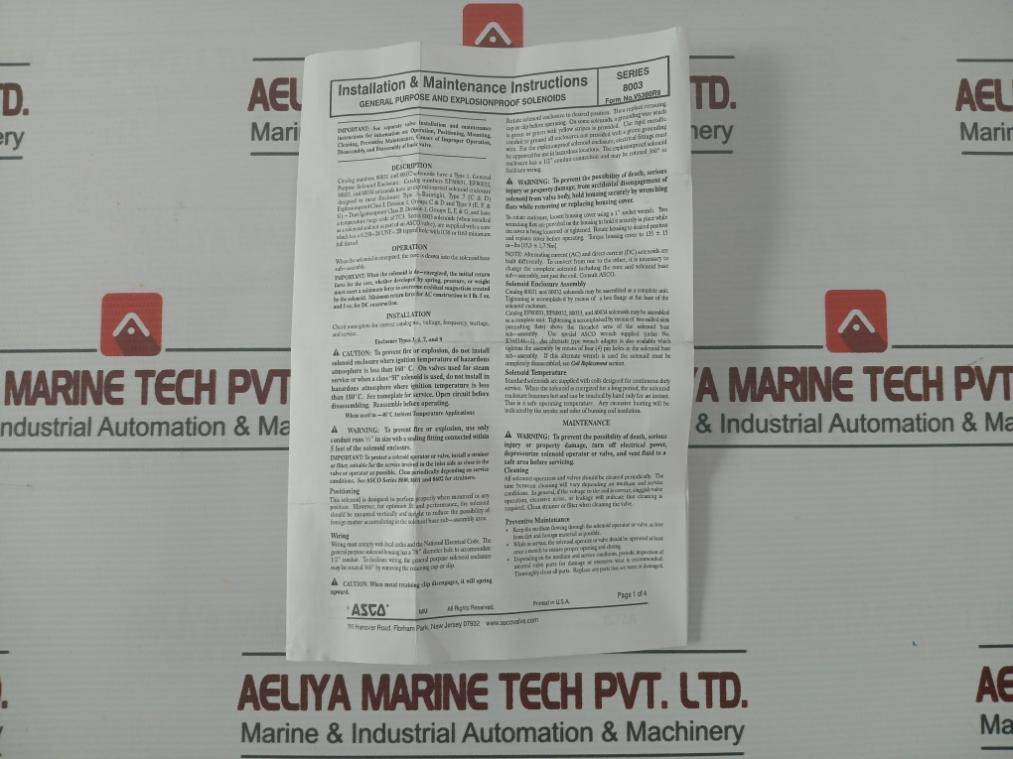 Asco 304046 Rebuild Kit Series 8003